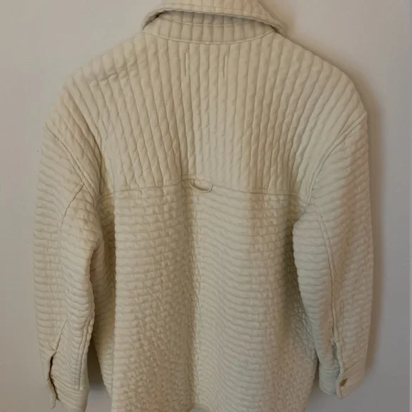 Everlane The Organic Cotton Quilted Shirt Jacket Cream Parchment M - Picture 12 of 13